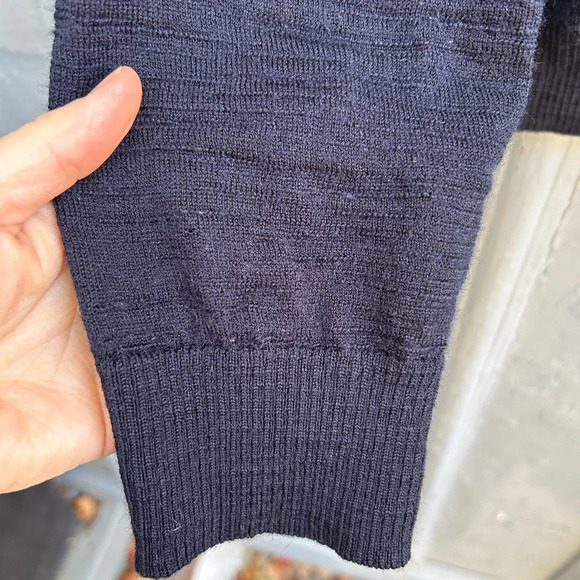 Gap Navy 1/4 zip Slub  Merino Sweater, size L - Picture 7 of 10